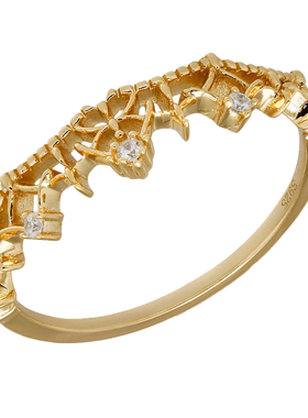 轻奢日韩镂空蕾丝叠戴银戒指