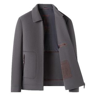 纯羊毛呢子大衣男士短款翻领休闲男装外套2025新款高端双面呢夹克