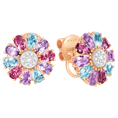 ENZO18K金多彩宝石钻石耳钉