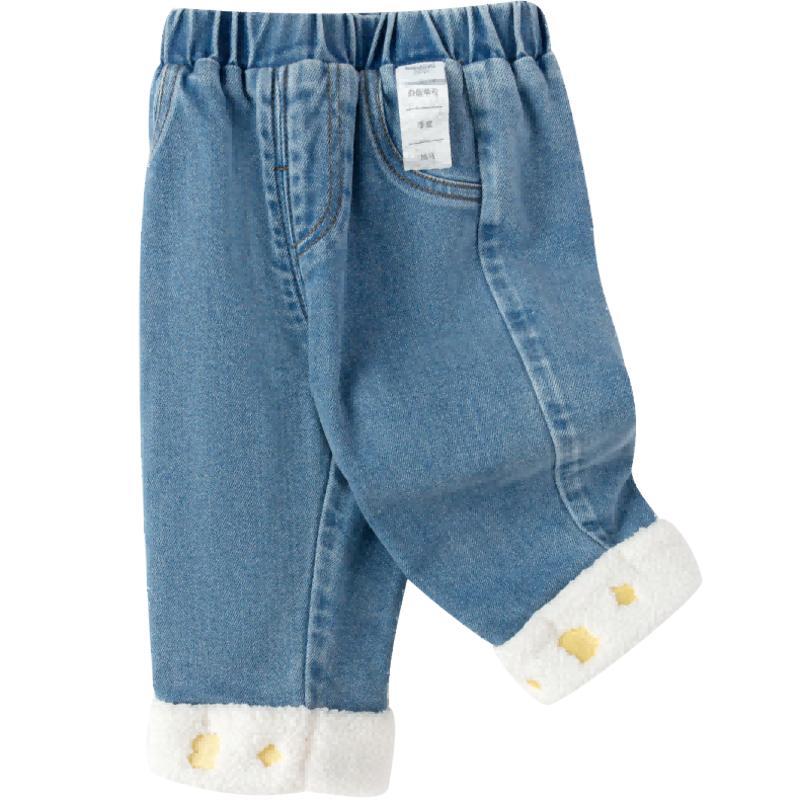 巴拉巴拉童装儿童牛仔裤子加绒女童2025秋冬装新款弯刀裤男童萌趣