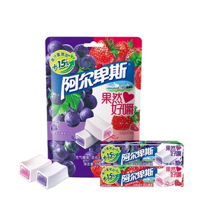 阿尔卑斯果然好嚼葡萄草莓混合味软糖条糖118g*2袋休闲零食糖果