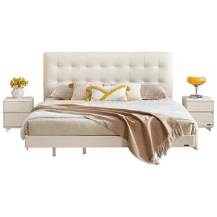 全友家居法式奶油风主卧大床1米8悬浮猫抓布床现代简约泡芙软床