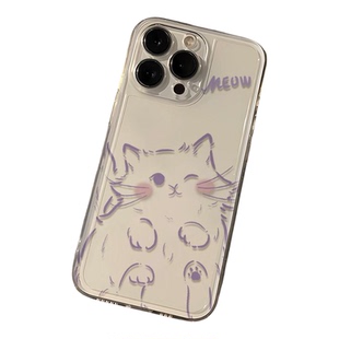 腮红紫线猫适用苹果16手机壳iphone17新款15promax套14pro镜头15全包13por的plus硅胶11少女x外壳12pm软壳xr