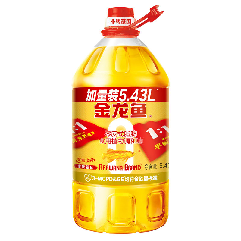 金龙鱼非转基因黄金比例食用调和油5.43L*4大桶家用健康食用油