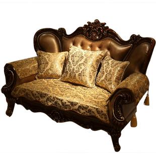 欧式沙发垫高端奢华防滑坐垫通用套罩美式复古真皮专用沙发垫四季