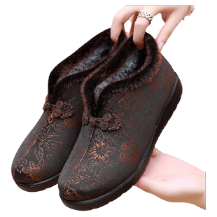 冬季老北京布鞋女棉鞋老年保暖老人奶奶鞋老太太软底防滑妈妈棉鞋