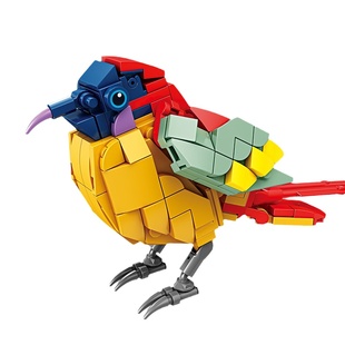 开智积木儿童益智拼装动物海鸥模型丹顶鹤男孩子拼插拼图玩具礼物