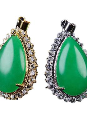 翡翠绿锁骨链男女款镶嵌水滴坠