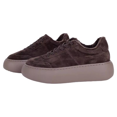 MantenerGran厚底增高休闲板鞋女加绒保暖德训鞋复古毛毛鞋MG女鞋