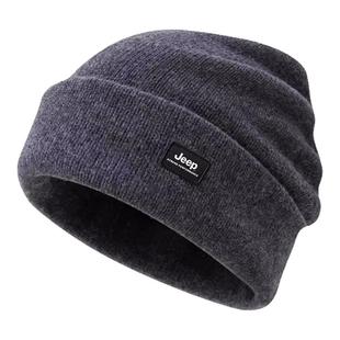 jeep吉普保暖羊毛混纺针织帽男士冬季加绒加厚骑行毛线帽防风帽子