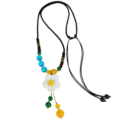 民族风长款配饰百搭花朵毛衣链