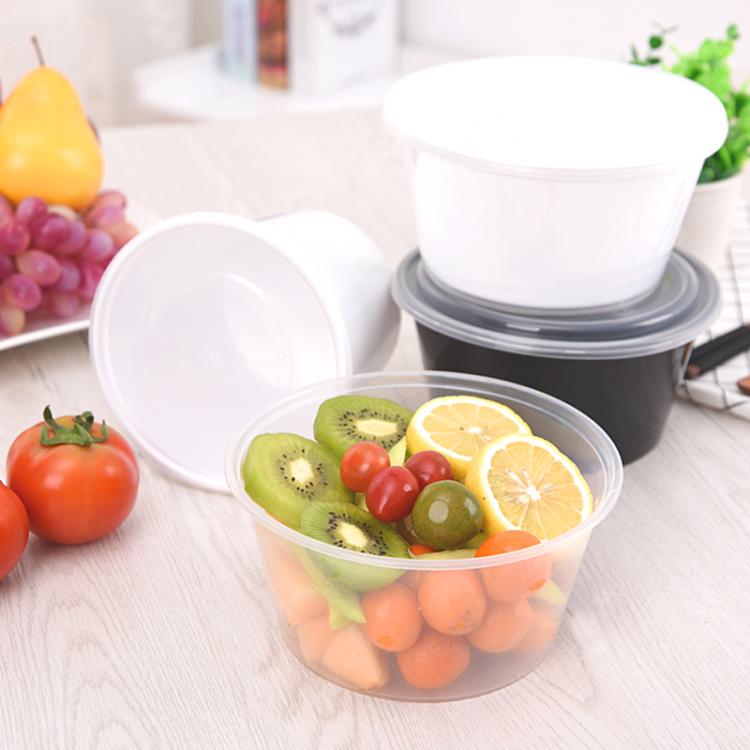 铭星加厚圆形1000ml一次性餐盒外卖盒打包盒饭盒便当汤碗透明带盖