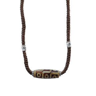 NFF民族风玛瑙陶瓷天珠项链男粗编织款松紧绳小众设计嘻哈锁骨链