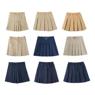 伊顿同款校服裙子女童半身裙卡其色短裙中小学生英伦风藏青百褶裙