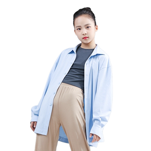 柏屋儿童现代舞长袖衬衫男女同款舞蹈练功服宽松舞蹈服123211010