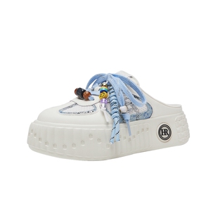 HR赫莲娜德训网面半拖2026夏季新款包头拖厚底孕妇女鞋休闲透气