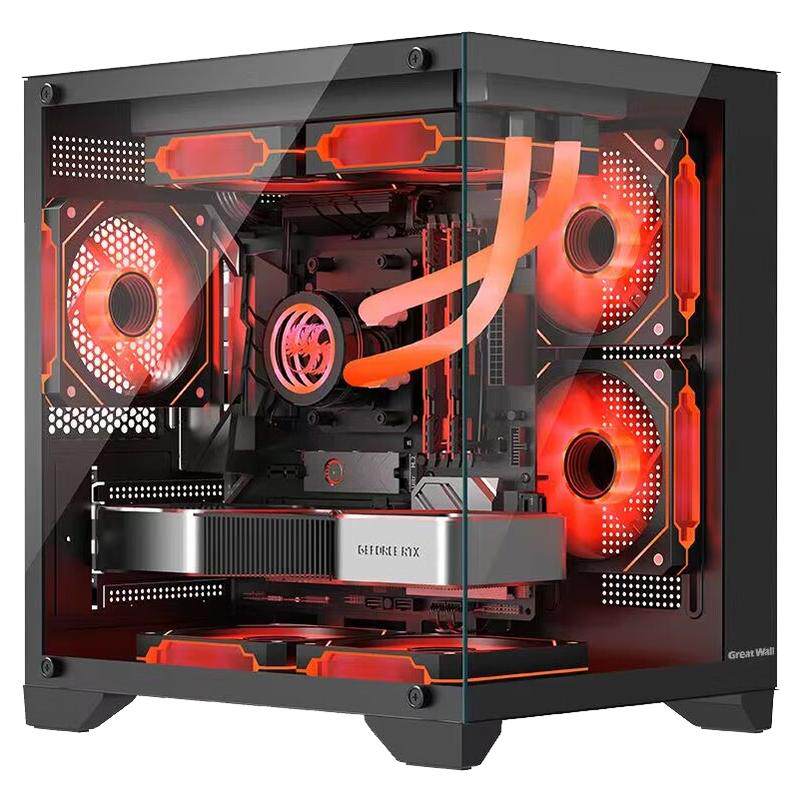 长城视界S1mini海景房机箱无立柱MATX台式电脑240水冷