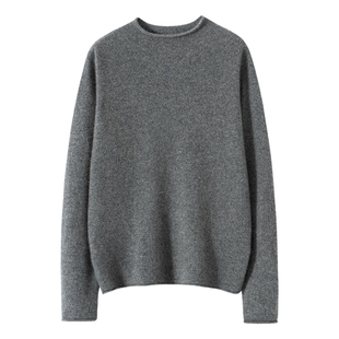 半高领羊绒衫女100纯山羊绒毛衣秋冬新款宽松上衣卷边针织打底衫