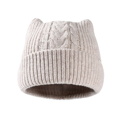 CACUSS秋冬羊毛猫耳针织帽子女款