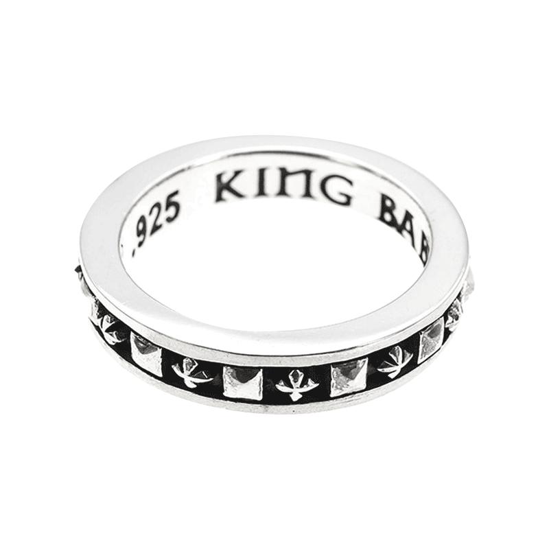 KING BABY十字架铆钉联排戒指925银哥特摇滚潮流ins简约欧美叠戴