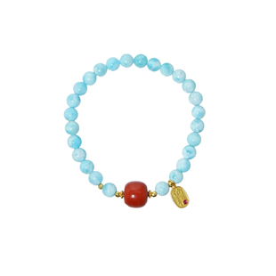 海韵蓝色海纹石南红手链盘玩珠串拉利玛小众设计手串清冷感高颜值