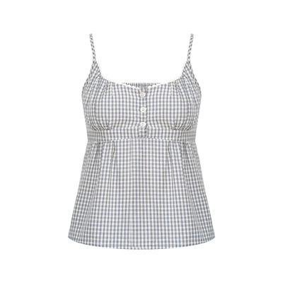 Kroche蕾丝拼接三粒扣收腰吊带