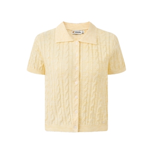 【含亚麻】GOLDEN BEAR/金熊2026夏季新品女士绞花短袖针织开衫