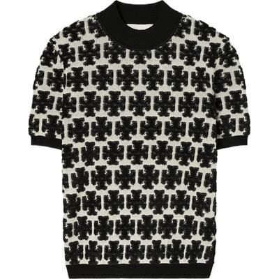 【限时礼遇】TORYBURCH 汤丽柏琦 T MONOGRAM 拼色提花T恤 167202