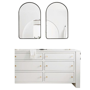 现代美式浴室柜组合奶油风洗手脸面池盆轻奢卫生间实木定制洗漱台