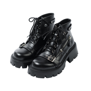 【现货】幽冥骑士摩多modo原创复古马丁靴纯色粗跟骑士靴