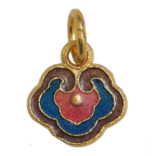 恋金 足金珐琅烧蓝 如意平安锁小吊坠 宫廷手工古法黄金配件