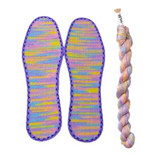 「自绣」高档七层纯棉布花边白板十字绣鞋垫+绣线自配彩虹渐变色