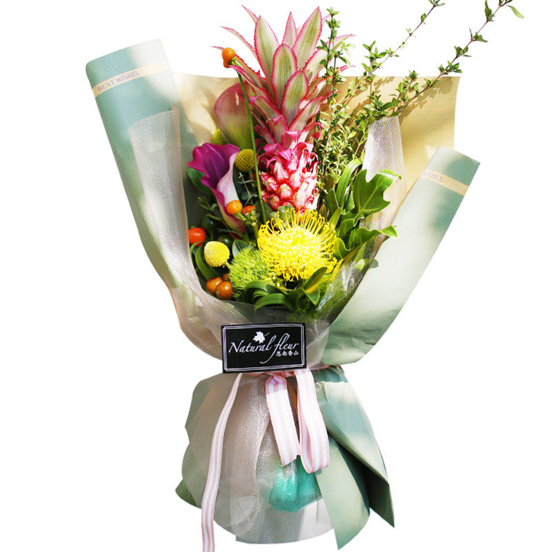 鲜花 同城速递 上海朋友生日马蹄莲菠萝创意花束送花上门思南香山