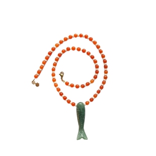 FHP ins博主同款小众设计时髦度假风天然石小鱼串珠项链毛衣链女