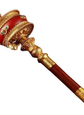 手摇转动轮藏式天珠铜镀金装饰