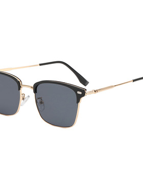 野良眼镜防紫外线半框复古男士