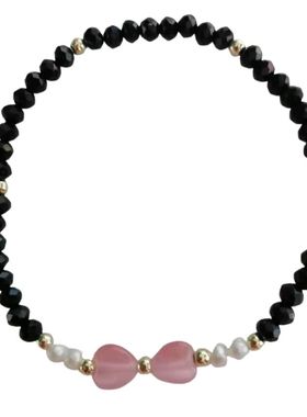 原创纯手工淡水珍珠手链爱心猫眼