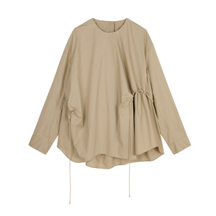 JNBY/江南布衣春秋衬衫女圆领宽松棉质长袖衬衣挺阔柔软5O8215950