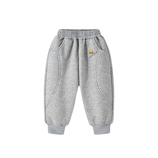 核桃小黄鸭童装2025冬季男女儿童加绒休闲卫裤束脚裤运动裤长裤