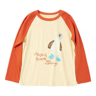 allblu幼岚【撸猫棉】儿童长袖t恤女男童25春季新款印花插肩上衣