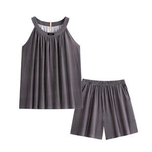家乐芬带胸垫睡衣女款夏季夏天莫代尔吊带背心无袖短裤家居服套装
