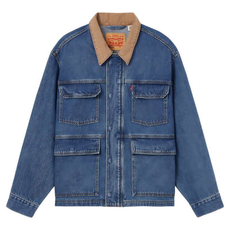 Levi's李维斯男士美式休闲翻领山系风格撞色早春短款牛仔夹克外套