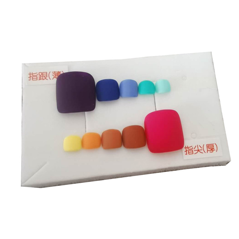 日系光疗美甲成品手工甲片脚趾甲拆卸磨砂纯色彩虹系列显白