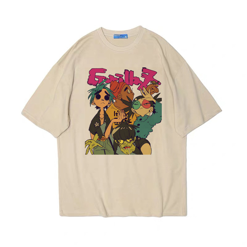 街头霸王Gorillaz乐队动漫卡通宽松oversize短袖男女款T恤纯棉tee