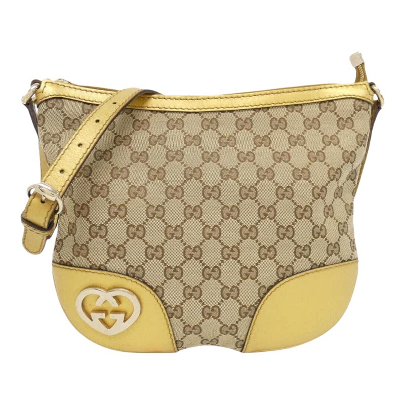 中古GUCCI古驰帆布斜挎女包