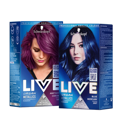 施华蔻LIVE染发剂染发膏L75女葡萄紫蓝黑雾霾灰红101粉橘色在家染