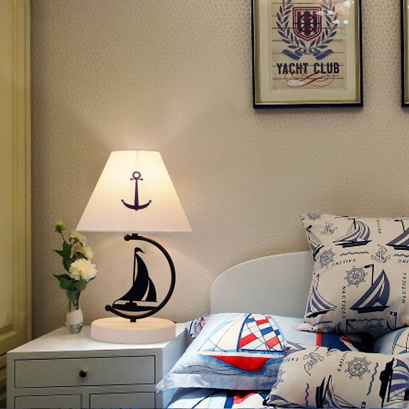 儿童房台灯男孩卧室床头灯地中海装饰灯饰风格男童卡通创意家用