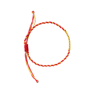 18K金十全十美红绳款手链 女款简约K金手绳饰品礼物