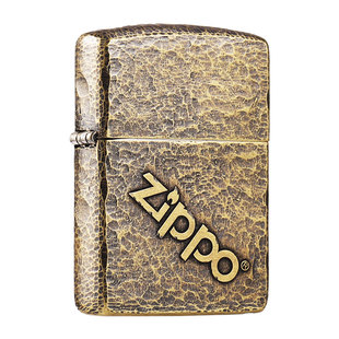 zippo打火机盔甲黄铜做旧陨石坑经典标志煤油防风送男友礼物外壳
