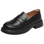 天美意芝士分子厚底休闲英伦乐福鞋复古单鞋女新款一脚蹬小皮鞋子